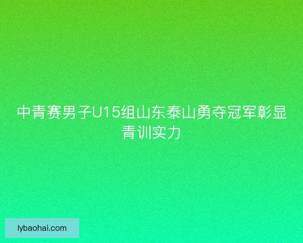 中青赛男子U15组山东泰山勇夺冠军彰显青训实力